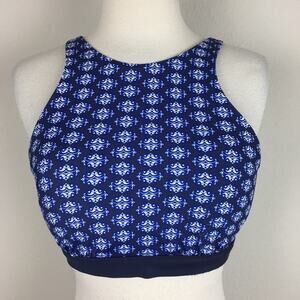 Athleta Navy & Blue Halter Swim Top 32D/DD